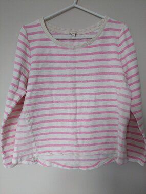 Gap Women's L Pettie Pink-and-white Striped Knit Cotton Sweat Top